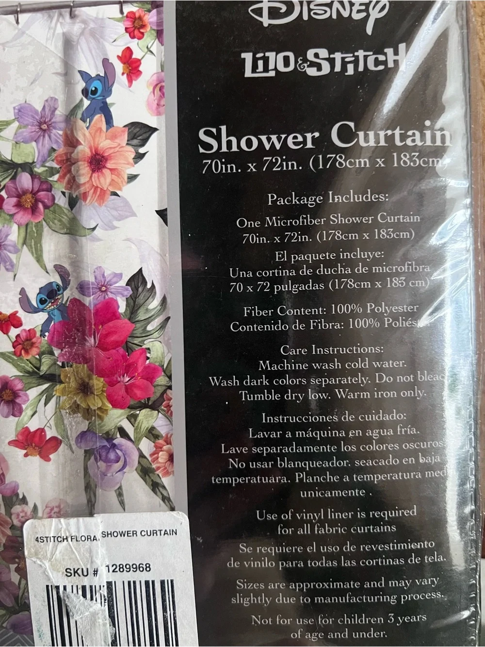 Disney Stitch Floral Shower Curtain